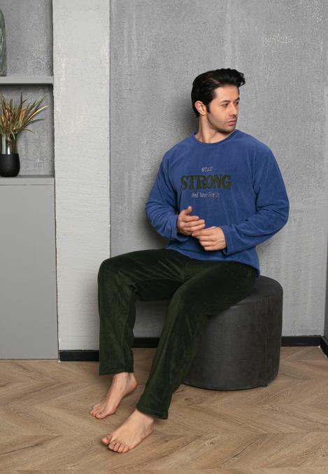 Pijama Barbat POLAR , Culoare Albastru, Engros